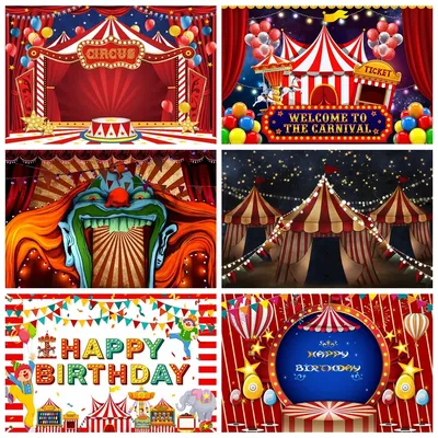 Circus Backdrop for Photography Baby Shower Birthday Party Balloon Elephant Circus Carnival Children