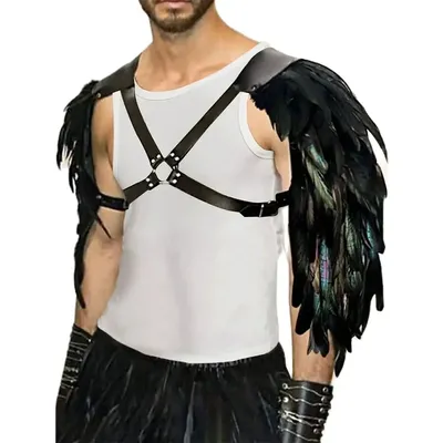 1PCS Gothic Style Feather Cape For Men Shoulder Armor-Shaped Party Performance Accessories