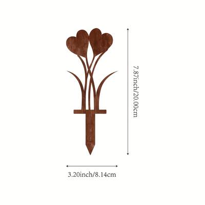 TEMU 1pc Rustic Heart Shape Metal Garden Stake - Weathered Red Finish, Decorative Planter Addition For Your Yard, Balcony Or Garden, Perfect Gift For Day, Easter Or Christmas Image