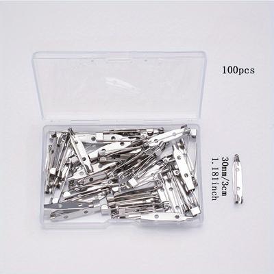 TEMU 100pcs Steel Brooch Pins With Back Hole - 5 Sizes (15-45mm) For Diy Crafts, Sewing, Jewelry Making & Name Tags - Metal Badge Clasps In , Sewing Pins Image