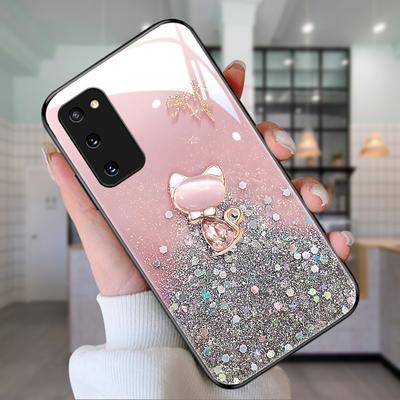TEMU Fashion Simple Glitter Tempered Glass Phone Case, Suitable For For Galaxy Note10/ Note20/ Note8/ Note9/ A14/ A15/ A20/ A50/ A70/ A73/ S20/ S21/ S22/ S23/ S24/ S25/ S9 And S8 Fe, High Shel Image