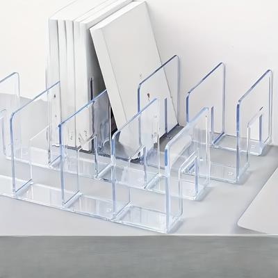TEMU 2 Book Stands With Reading Clips And Dividers For Organizing Books On A Desk, Featuring Transparent Book Holders Made Of Acrylic To In . Image