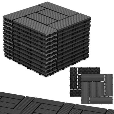 TEMU 11-pack Wpc Patio Tiles, Brown Balcony Tiles 30x30cm - 5m², Ideal For Outdoor Use, Click Tiles For Balcony, Garden, Terrace, Floor Covering Easy, Quick And Practical To Lay Image