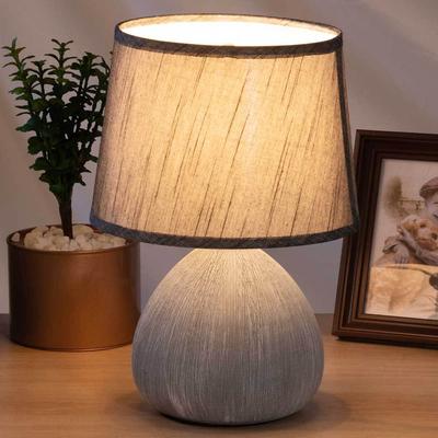 TEMU Droplet Base Table Lamp Fabric Shade Grey Bedside Table Lamp E14 Max 40w Abat-jour Dimensions 18 X 27 Cm Image
