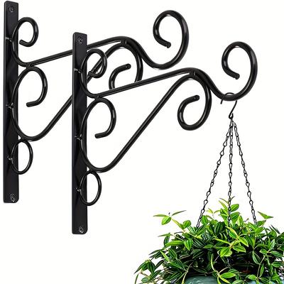 TEMU Plant Hanger, 12-inch Heavy-duty Wall-mounted Bracket Rust-proof Plant Hook For Hanging Plants, Bird Feeders, Lanterns, Wind Chimes Image