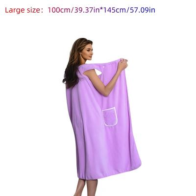 TEMU 1pc Soft & Absorbent Pink Pineapple Print Bathrobe - Modern Knit Microfiber Design With Pockets, Bathroom, Beach, And Camping, Beach Towel | Modern Bathrobe | Polyester Bathrobe Image