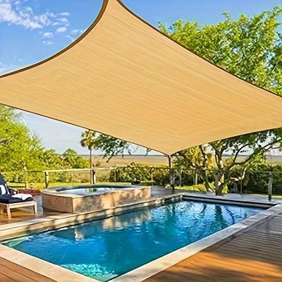 TEMU Large Beige Outdoor Sun Shade Net - Breathable High-density Polyethylene, (2x3/3x3/2x5m) Rectangular Pool And Garden Cover, 91-100% Uv Protection Image