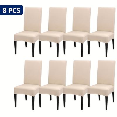 TEMU 8/10pcs Soft And Simple Fiber Fabric Solid Color Options Elastic Size S Chair Cover Stool Cover Protect Furniture Seat Surface Chair Home Decoration Living Room Kitchen Restaurant Image