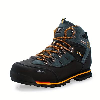 TEMU Men' High-top Lace-up Boots - Comfortable, Synthetic Upper & Rubber Sole, Dark Blue With Red Accents, Casual Wear Or , Versatile Men's Boots | Stylish Laceup Boots | Synthetic Boots Image