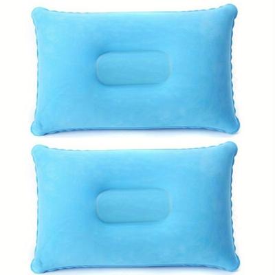 TEMU 2pcs In 1 Set Inflatable Pillow, Travel Pillow, Flocked Pillow, Inflatable Pillow, Lunch Nap Pillow, Style Image