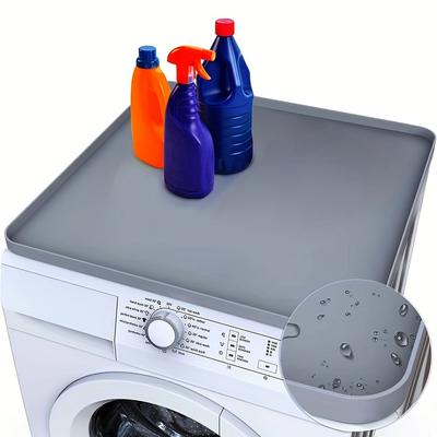 TEMU 2025 New Silicone Washing Machine Storage Mat, Non-slip And Waterproof Washer Dryer Top Plate, Laundry Detergent And Softener Organizer Rack, Washing Machine Accessories 1 Pack - Black/gray Image