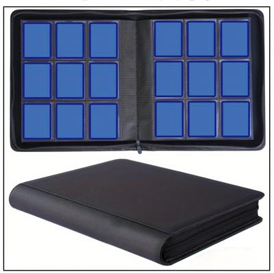 "TEMU 9-pocket 360 Binder – Black Leather, 20 Double-sided Pages, Fits 3x4" Trading 35pt Rigid Tcg/sports Cards, Ideal For Spine-bound Organization, Trading Card Binder" Image
