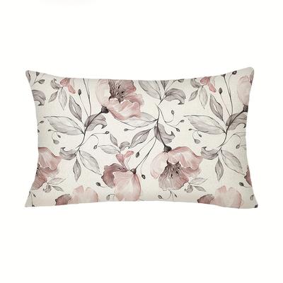 TEMU 1pc Rose Flowers Throw Pillow Cover, Flowers And Leaves Pattern Decorative Cushion Cover, Home Decor For Couch Sofa Living Room Bedroom, Without Pillow Insert Image
