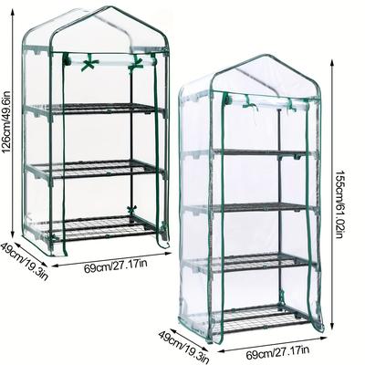 TEMU Clear 3/4-layer Mini Greenhouse Cover - Pvc Uv Protection And Waterproof Plant Insulation Shelter For Flowers And Plants, Outdoor Greenhouse, No Stands Image