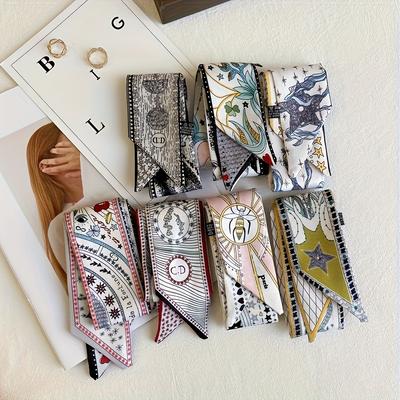 TEMU Women's Long Retro High-end Style Hair Tie, Elegant Daily All-match Multifunctional Streamer Shawl Accessory Image