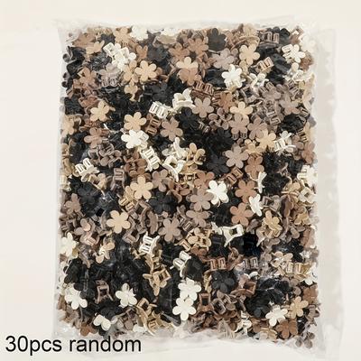 TEMU 30-pack Lobaba Hair Clips Set, Elegant & Cute Floral Bowknot Design, Plastic Hair Grips For Buns & Ponytails, Solid Color, Hair Accessories For Image