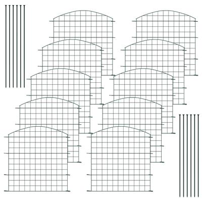 TEMU Froadp Pond Fence, Garden Fence, Grid Fence With 10 Fence Panels And 12 Mounting Rods, Metal Fence Panels, Decorative Fence For The Garden, Grid Fence Set, Upper Arch Image