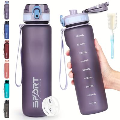 TEMU Hasagei 1l Leak-proof Sports Water Bottle With Scale - Bpa-free, Dishwasher Safe For Cycling, Outdoor Activities, School & Gym Image