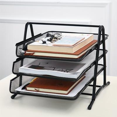 TEMU Metal Storage Rack, Stretchable Desk Organizer, Holder, Supplies, Removable Folders Letter Manager, Painted Iron, For Office, School, Home Image
