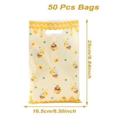 TEMU 10/25/50pcs Handle Gift Bags, Bee Themed Party Supplies, Birthday And Shower Celebrations, Suitable For Thanksgiving Day Party, Autumn Day Party Image