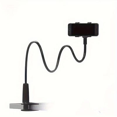 TEMU Flexible 28.34 Inch Adjustable Phone Stand, 360° Rotatable Dual Clamp Plastic Spiral Base, For Live Streaming, Tv, And Lazy Use, Desk & Bedside Support, No Battery Included Image