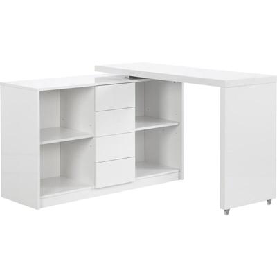 Ausziehbarer Schreibtisch mit 360° drehbarer Platte - mdf - Weiß lackiert - pavelo Image
