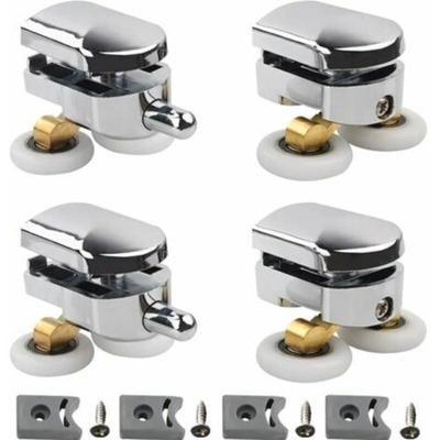 Jalleria - 4er-Set Doppelrollen – für Duschschiebetüren, 2 Räder 23 mm Durchmesser, Zinklegierung, Image