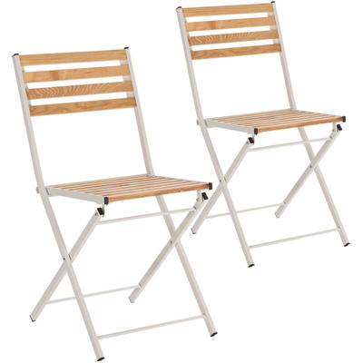 Stuhl-set 2 klappbaren Gartenstühlen Ambar aus Holz und weißem Metall Image
