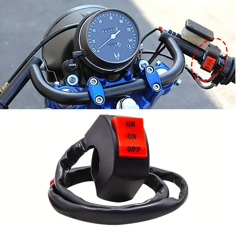 LED-Scheinwerferschalter weit in der Nähe von drei Leitungen, Motorrad-Lenkerschalter, Knopf, Fahrlichtschalter, Motorrad-Schalterknopf Image