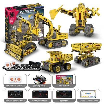 5 in 1 Technische RC APP Programmierbare Verformte Roboter Bausteine Stadt Bagger Steuerung Image