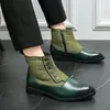 Winter Heißer Verkauf männer Chelsea Stiefel Spitz Britischen Stil Business Kurze Stiefel Trendy Grün männer Leder Casual Schuhe