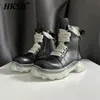 HKSH 2024 herbst Winter Neue High Top Leder Schuhe Männer Flut Dark Punk Chic Mitte Rohr Runde Kappe