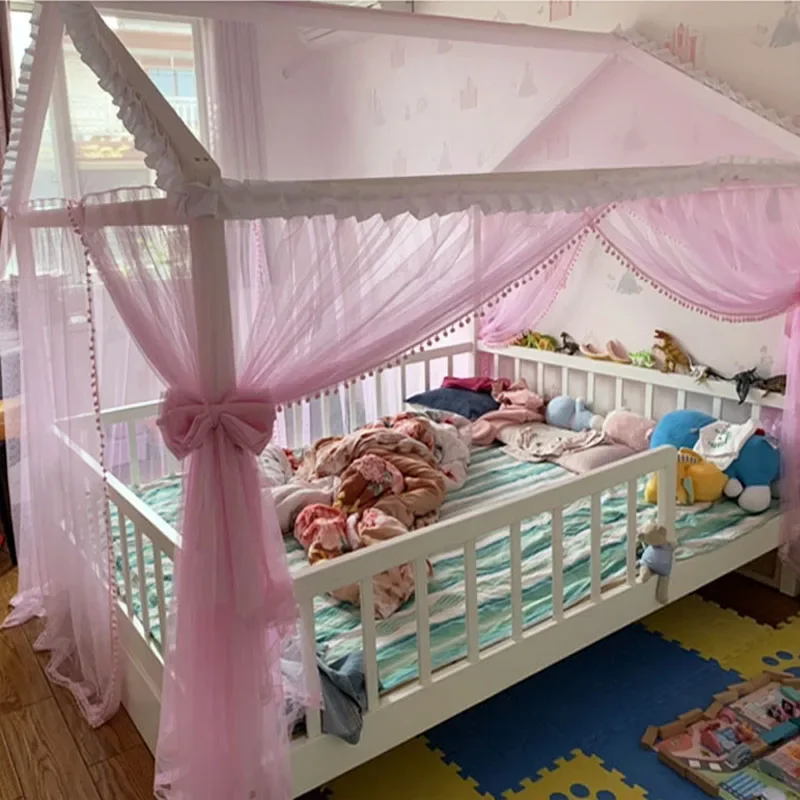 Kleines Haus Bett Baldachin Volant Anpassen Kinder Holz Bett Moskitonetz Prinzessin Bett Vorhang Garn Baby Krippe Zelt Mädchen Zimmer Dekor Image