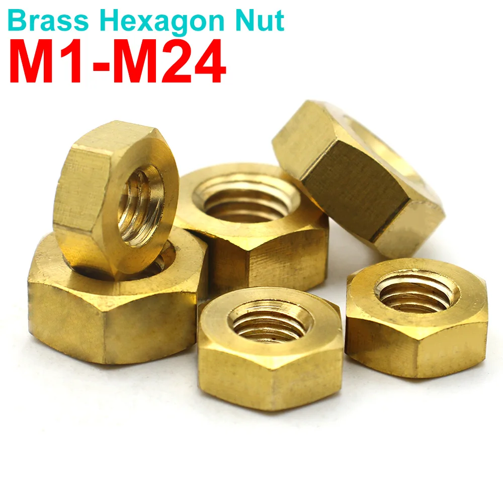 1/2/5/10/20 Stück massives Messing Kupfer Sechskant-Sechskantmuttern M1 M1,2 M1,4 M1,6 M2 M2,5 M3 M4 M5 M6 M8 M10 M12 M14 M16 M18 M20 M22-24 DIN93 Image