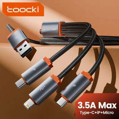 Toocki 3-in-1-USB-Kabel Datenkabel Micro-USB Typ C Beleuchtung Ladekabel für iPhone 14 13 12 POCO Image