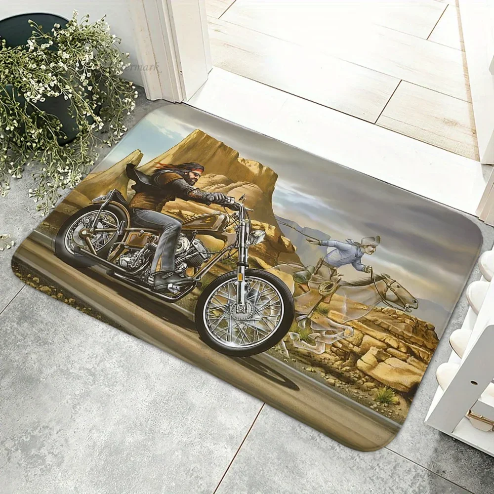 1pc easy rider davids vintage große rote motorrad boden matte boden matte rutsch feste küche schlafzimmer handgemachter getufteter teppich teppich