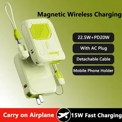 Magnetische Power Bank 20000 mAh Drahtlose Schnellladung PD 20 W Powerbank mit AC-Stecker Image
