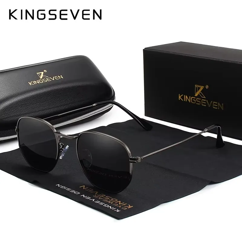 KINGSEVEN Mode Klassische Frauen Sonnenbrille Männer Polarisierte UV400 Damen Runde Dünne Rahmen Gläser Luxus Kausalen Fahren Brillen Image