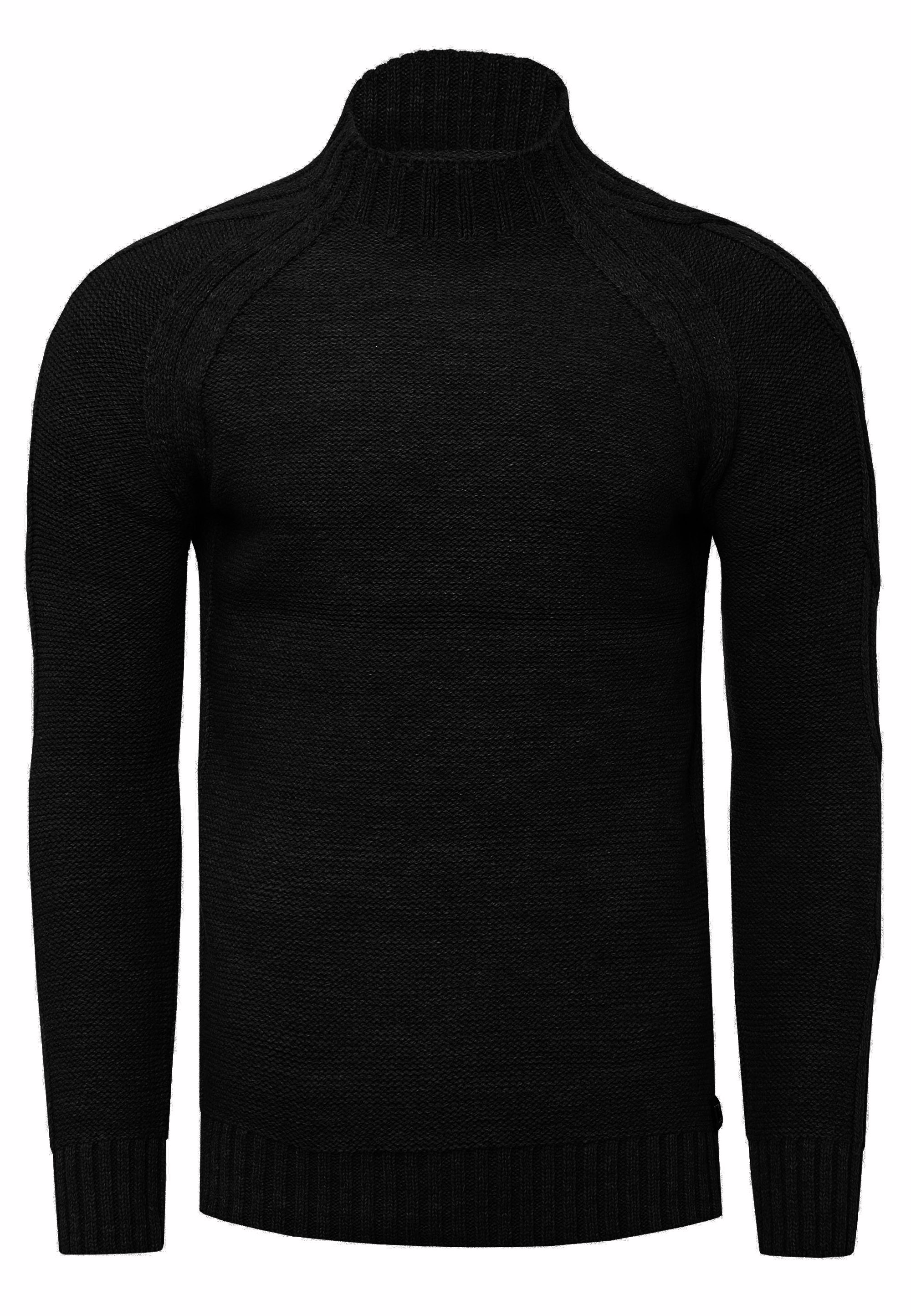 Grobstrick Einfarbiger Stehkragen-Pullover Image