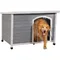 Wooden Dog House Extreme Outback Log Cabin Weatherproof Outdoor Pet Kennel, Light Grey, Large/45.6"