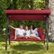 3 Person Outdoor Porch Swing with 1.5" Deep Cup Holder, Adjustable Canopy, Backrest, Patio Swing Bed