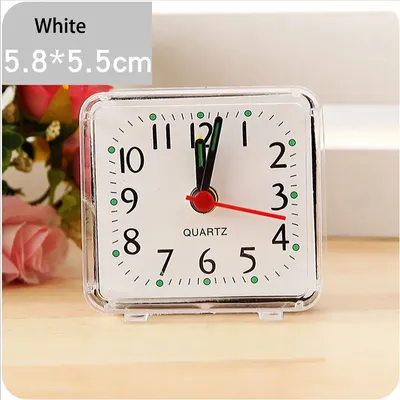 Square Analog Display Home Decor Bedroom Night Light Alarm Clock Daily Non Ticking Battery Operated