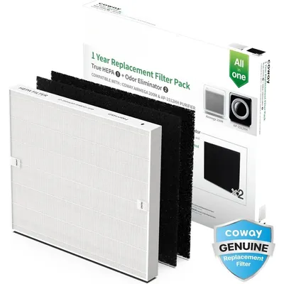 Bundle | 1 Airmega AP-1512HH(W) True HEPA Purifier White + 1 Extra Airmega AP-1512HH Replacement Set