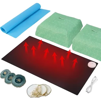 Large Resin Heating Mat, Yofuly Fast Resin Curing Machine with Timer and Lid, Silicone Mat for