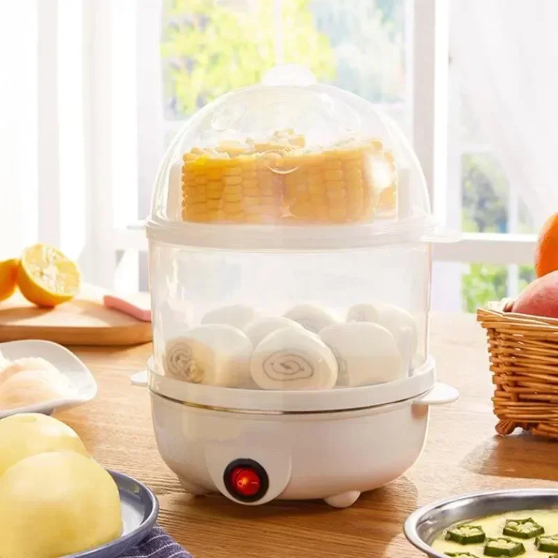 Cuociuova elettrico multifunzionale Fornello a doppio strato Mini vaporiera Bracconiere Cucina Cottura Macchina per la colazione Macchina per la colazione