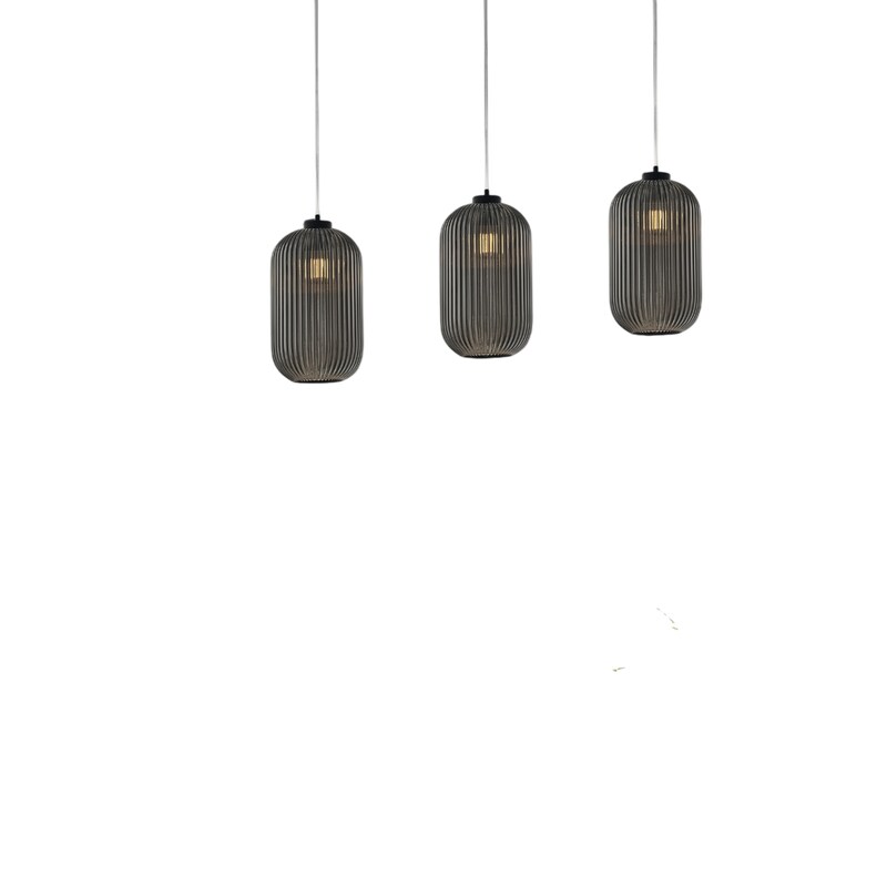 BeLight Krizia - Pendelleuchte schwarz, Glas grau verspiegelt mit Streifendekor, Ø20, 1-flammig - BL310-S1-SP Image