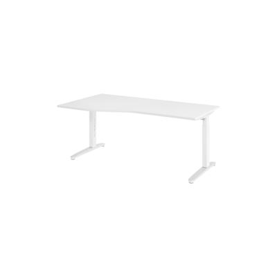 bümö Schreibtisch höhenverstellbar 180x100 cm in weiß, Metallgestell in weiß/alu - Bürotisch groß, höhenverstellbarer Büroschreibtisch, Computertisch Image