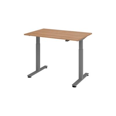 bümö elektrisch höhenverstellbarer Schreibtisch Nussbaum 120x80 cm, Gestell: Graphit - Büroschreibtisch höhenverstellbar elektrisch, elektrischer Image