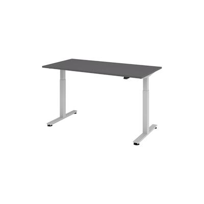 bümö elektrisch höhenverstellbarer Schreibtisch Graphit 160x80 cm, Gestell: Silber - Büroschreibtisch höhenverstellbar elektrisch, elektrischer Image