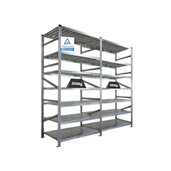 PROREGAL Fachbodenregal PROXIMO Stecksystem | Komplettregal | HxBxT 250x240x60cm | 7 Ebenen | Beidseitig nutzbar | Verzinkt Image